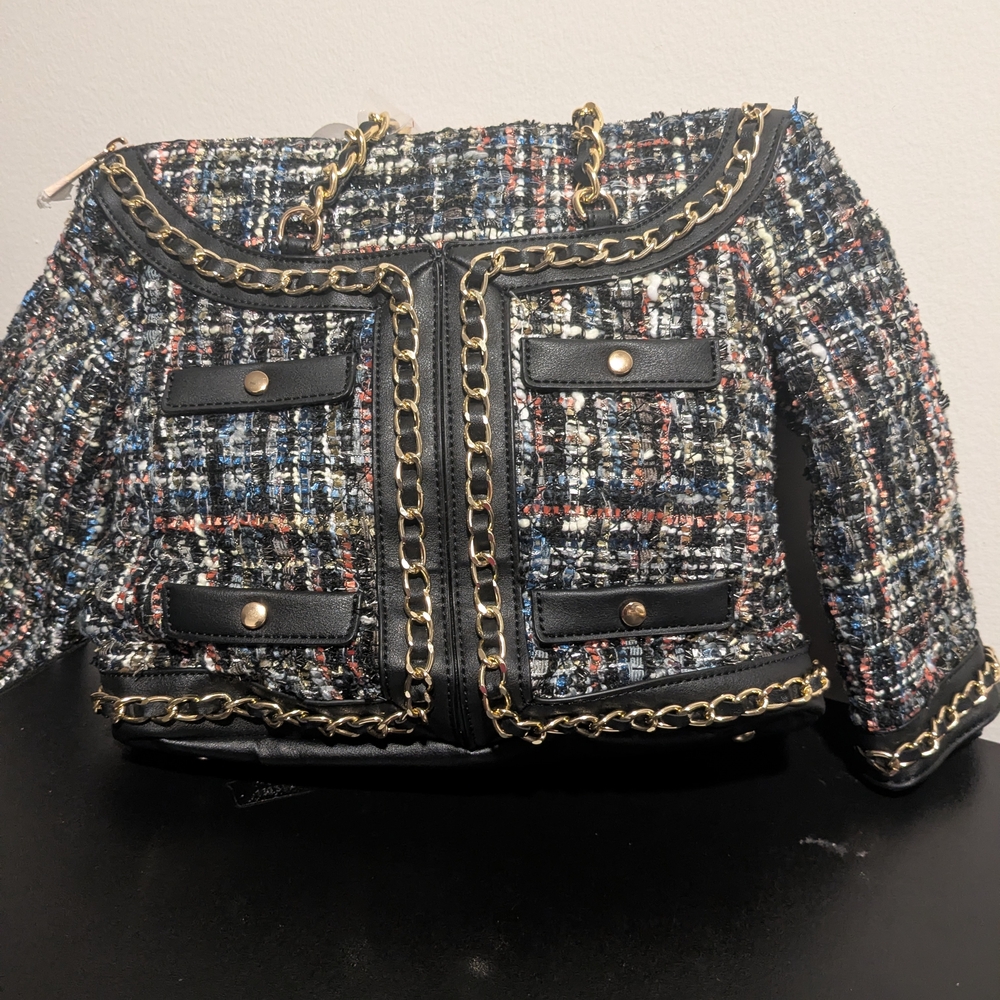 Chic Tweed Chain-Trimmed Women's Bag